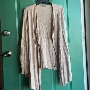 Retro-ology XL long tan open cardigan
